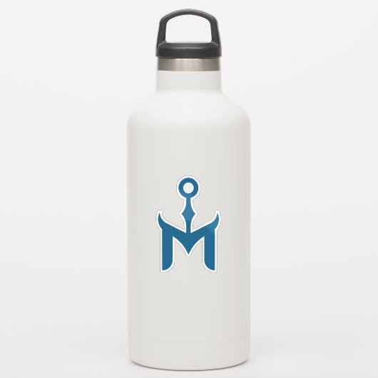 Gestileerde Blauwe Anker en Letter M Sticker (Waterfles)