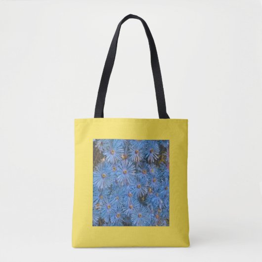 Gestileerde Blauwe Bloemen Schildering Tote Tas (Voorkant)