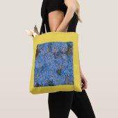 Gestileerde Blauwe Bloemen Schildering Tote Tas (Dichtbij)