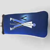 GESTILEERDE BLAUWE GOLFER, GOLFSPELER MONOGRAM GOLFHEADCOVER (Voorkant)