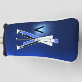 GESTILEERDE BLAUWE GOLFER, GOLFSPELER MONOGRAM GOLFHEADCOVER