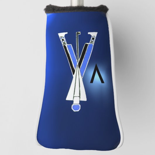 GESTILEERDE BLAUWE GOLFER, GOLFSPELER MONOGRAM GOLFHEADCOVER (Draai 90)