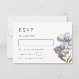 Gestileerde Blauwe Gouden Lelie Bas-reliëf Bloem RSVP Kaartje