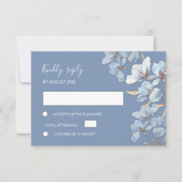 Gestileerde Blauwe Gouden Lelie Gelaagde Bloemen RSVP Kaartje