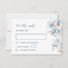 Gestileerde Blauwe Gouden Lelie Gelaagde Bloemen RSVP Kaartje