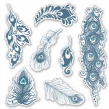 Gestileerde Blauwe Peafowl Peacock Feathers Vinyl