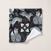 Gestileerde blauwe vossen met ingewikkelde bloemmo bad handdoek (Wasdoekje)