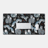 Gestileerde blauwe vossen met ingewikkelde bloemmo bureaumat (Keyboard & Muis)