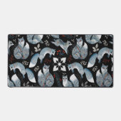 Gestileerde blauwe vossen met ingewikkelde bloemmo bureaumat (Voorkant)