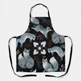 Gestileerde blauwe vossen met ingewikkelde bloemmo schort