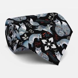 Gestileerde blauwe vossen met ingewikkelde bloemmo stropdas