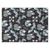 Gestileerde blauwe vossen met ingewikkelde bloemmo tafelkleed (Voorkant (Horizontaal))