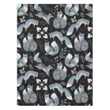 Gestileerde blauwe vossen met ingewikkelde bloemmo