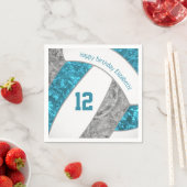 gestileerde blauwgroen meisjes volleybalsport servet (Insitu)