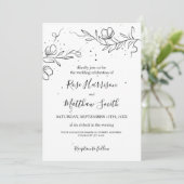 Gestileerde bloeiende tak en inktdruppels Bruiloft Kaart (Staand voorkant)