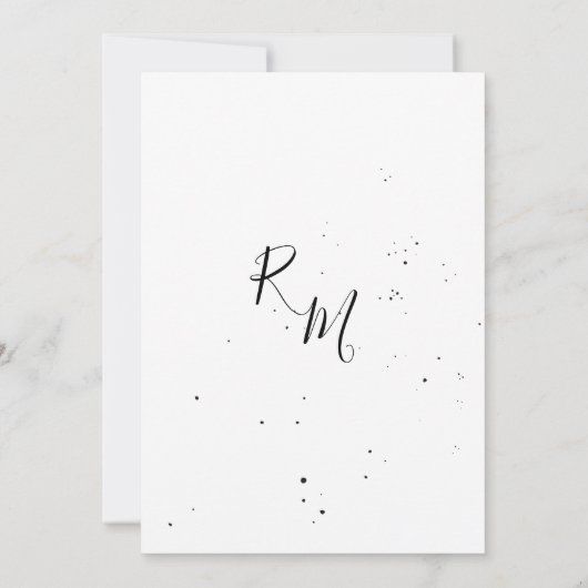 Gestileerde bloeiende tak en inktdruppels Bruiloft Kaart (Achterkant)