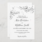 Gestileerde bloeiende tak en inktdruppels Bruiloft Kaart (Voorkant / Achterkant)