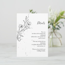 Gestileerde bloeiende tak en inktdruppels informatiekaartje