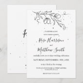 Gestileerde bloeiende tak en inktdruppels kaart (Voorkant / Achterkant)