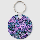 Gestileerde bloem in Paarse Sleutelhanger (Voorkant)
