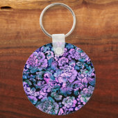 Gestileerde bloem in Paarse Sleutelhanger (Voorkant)