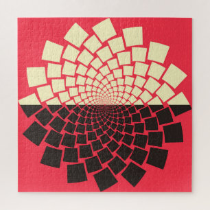 Gestileerde bloem: zwart rood ivoor legpuzzel
