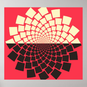 Gestileerde bloem: zwart rood ivoor poster