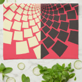 Gestileerde bloem: zwart rood ivoor theedoek (Gevouwen)