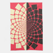 Gestileerde bloem: zwart rood ivoor theedoek (Verticaal)