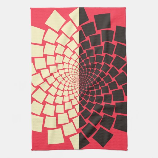 Gestileerde bloem: zwart rood ivoor theedoek (Verticaal)