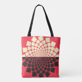 Gestileerde bloem: zwart rood ivoor tote bag (Achterkant)