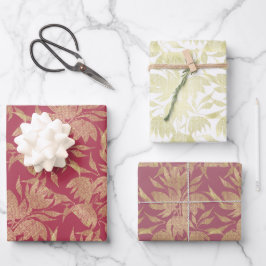 Gestileerde Bloemen Art Deco Bourgondië Inpakpapier Vel