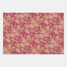 Gestileerde Bloemen Art Deco Burgundy Inpakpapier Vel