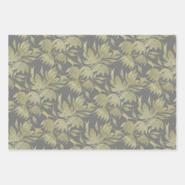 Gestileerde Bloemen Art Deco Goud en Grijs Inpakpapier Vel