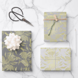 Gestileerde bloemen Art Deco goud en grijs Inpakpapier Vel