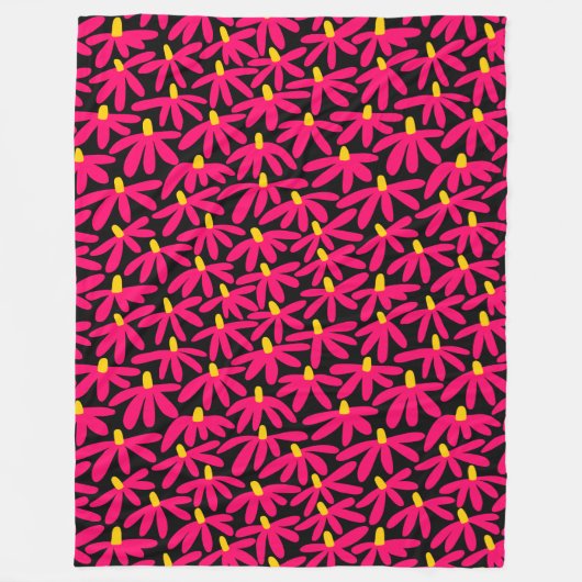 Gestileerde bloemen - Crimson, Amber en Zwart Fleece Deken (Voorkant)