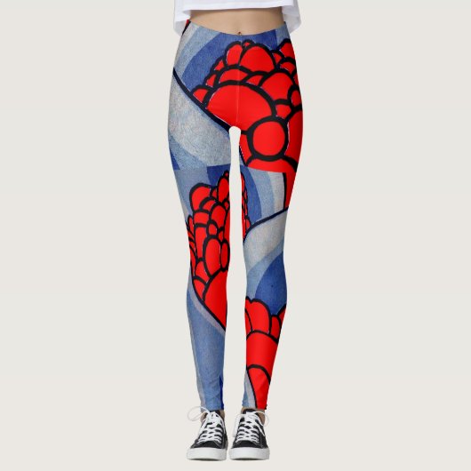 gestileerde bloemen en blad leggings (Voorkant)