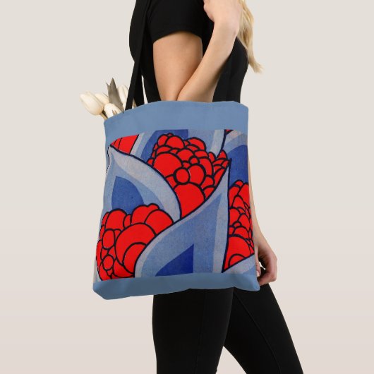 gestileerde bloemen en bladblad tote bag (Dichtbij)