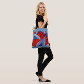 gestileerde bloemen en bladblad tote bag (Op model)