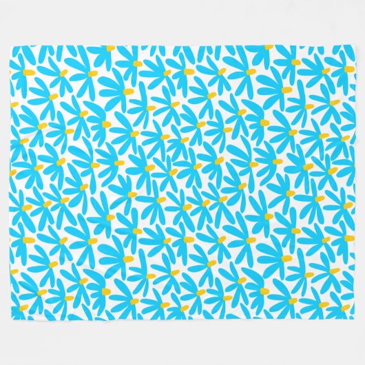 Gestileerde bloemen - Hemelsblauw, Amber en Wit Fleece Deken (Voorkant (Horizontaal))