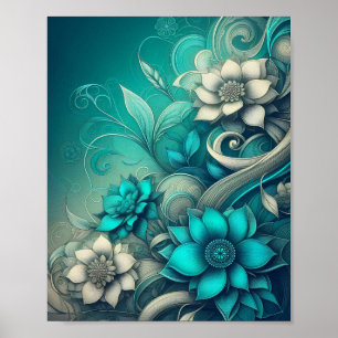 Gestileerde Bloemen Patronen Digitale Kunst Poster