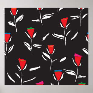 Gestileerde bloemen:  patroonelegantie poster