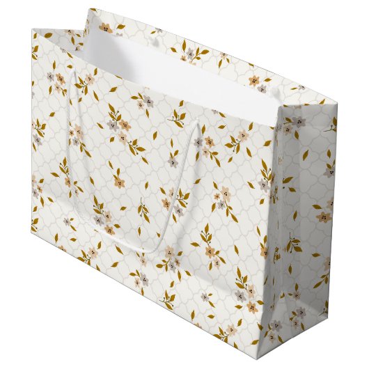 Gestileerde Bloemen Print Grote Gift Bag Groot Cadeauzakje (Voorkant Gekanteld)