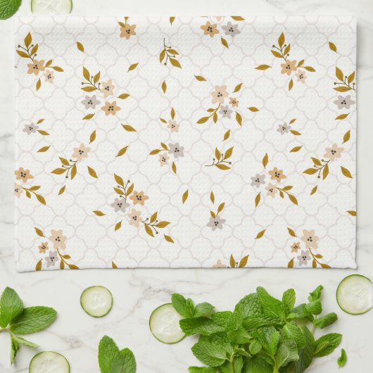 Gestileerde Bloemen Print Keuken Handdoek (Gevouwen)