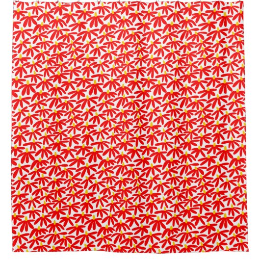 Gestileerde Bloemen - Rood, Amber en Wit Douchegordijn (Voorkant)