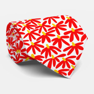 Gestileerde bloemen - rood, oranje en wit stropdas