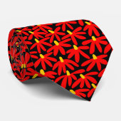 Gestileerde bloemen - rood, oranje en zwart stropdas (Opgerold)