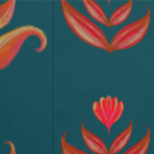 Gestileerde Bloemen Turquoise & Burnt Sinaasappel Behang (Zoom)