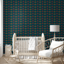 Gestileerde Bloemen Turquoise & Burnt Sinaasappel  Behang
