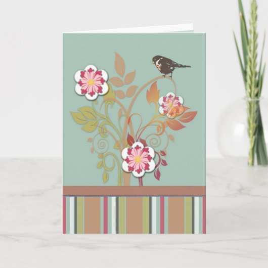 Gestileerde bloemenvogelkaart kaart (Voorkant)